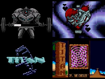 Four screenshots showing various effects of the demo.